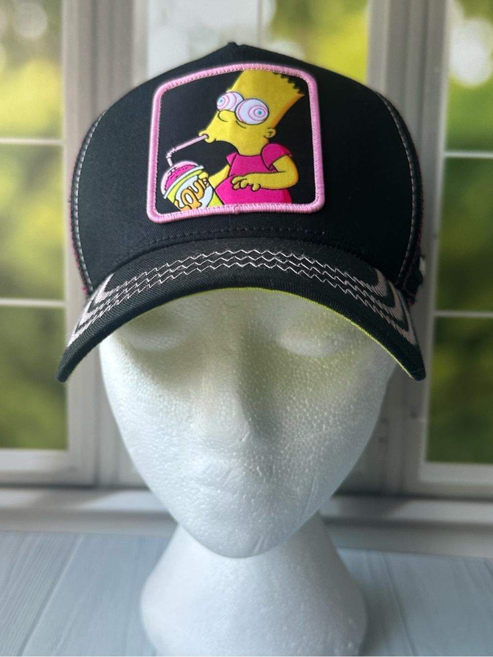 Overlord x The Simpsons Bart Trucker Hat Y2K Squishee Pink Black
